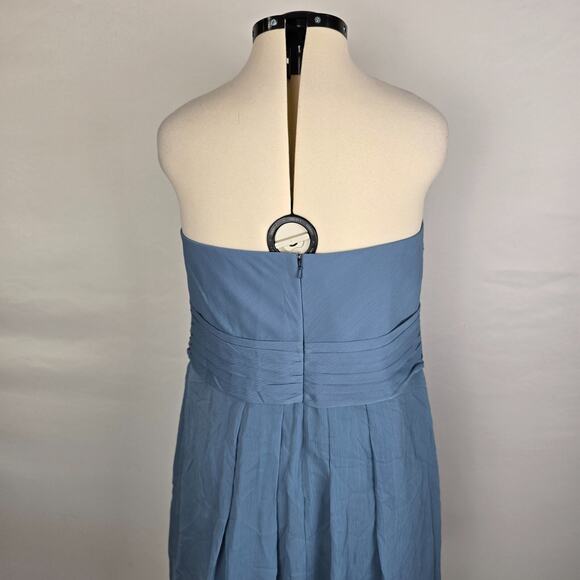 David's Bridal Dress Women's 16 Blue Strapless Mini Ruffles Bridesmaid Prom NWT - Picture 4 of 16
